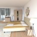Dormitor Soft Sonoma cu pat tapitat bej pentru saltea 140x200 cm
